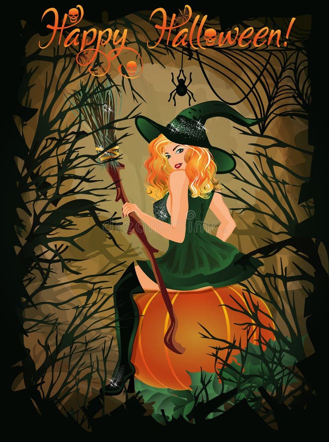 Halloween Night Card Sexy Witch Stock Illustrations 122 Halloween Night Card Sexy Witch Stock