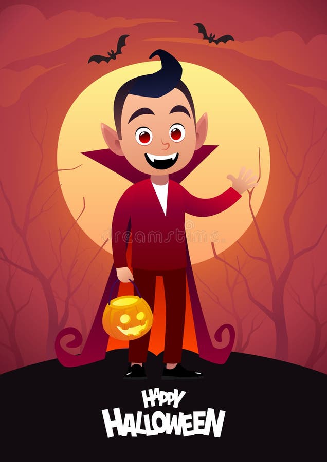 Halloween character kid cartoon in Halloween vampire costume 21594277 PNG