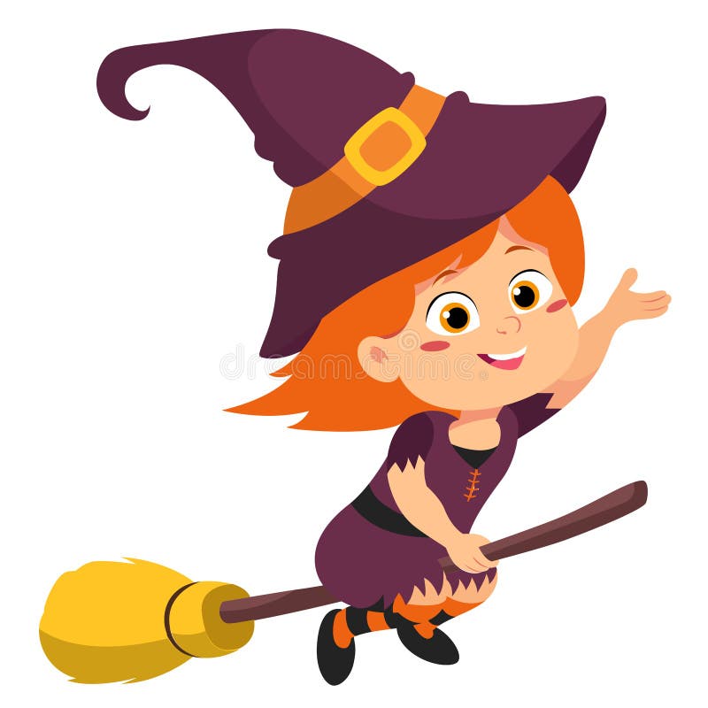 Happy Halloween Cute häxa i halloween vektor illustrationer
