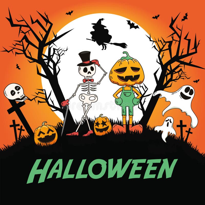 Happy Halloween Cute Illustration Stock Vector - Illustration of ...