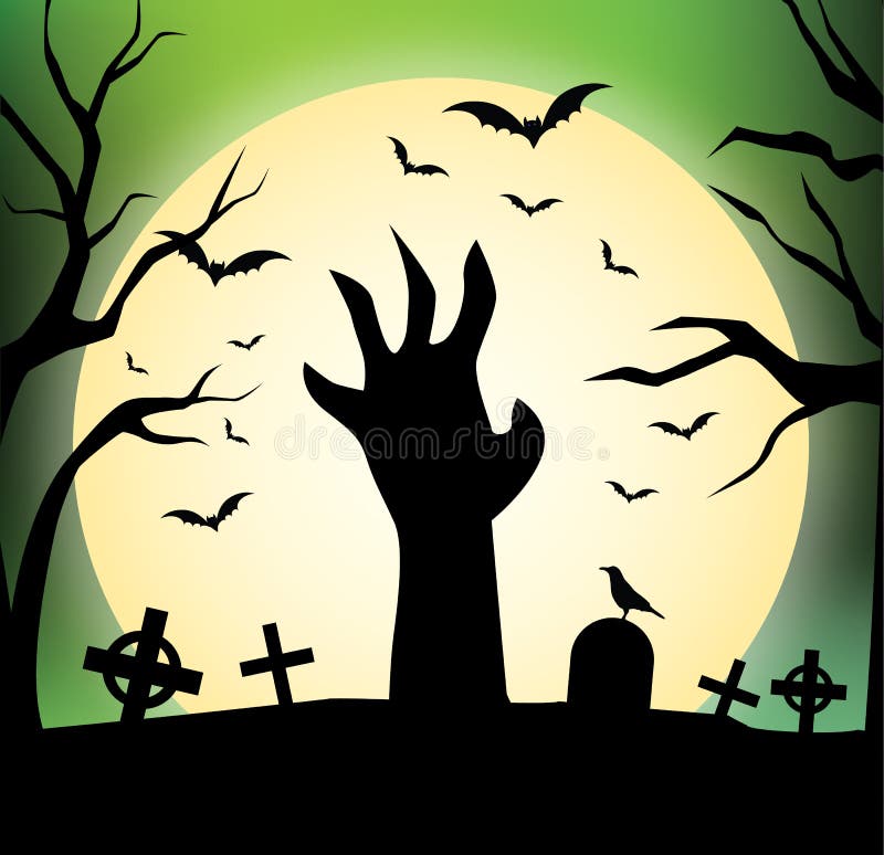 Happy Halloween Design Zombie Hand Silhouette - Stock Illustration ...