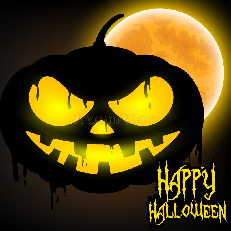 Happy Halloween with Jack O Lantern Pumpkin Stock Vector Illustration