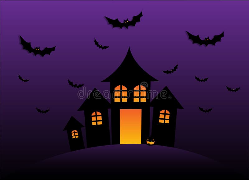 Happy Halloween Night and Black House Background Illustration