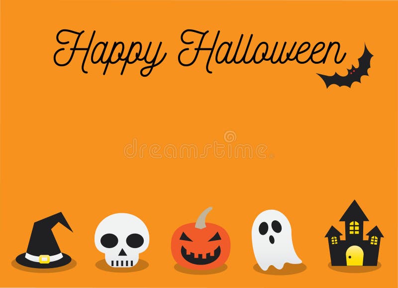 Happy Halloween and Orange Background Vector Illustration