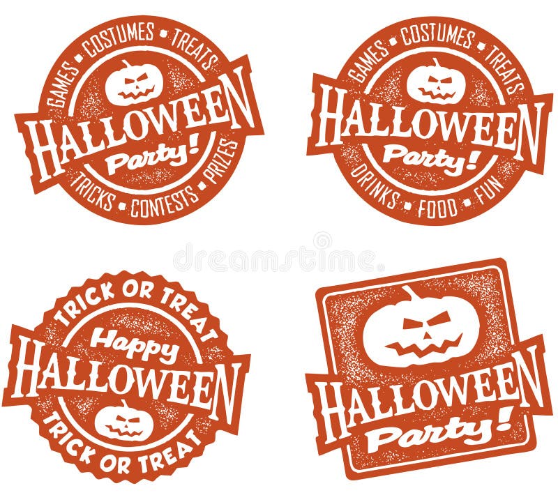 Happy Halloween Party Stamps royalty free illustration
