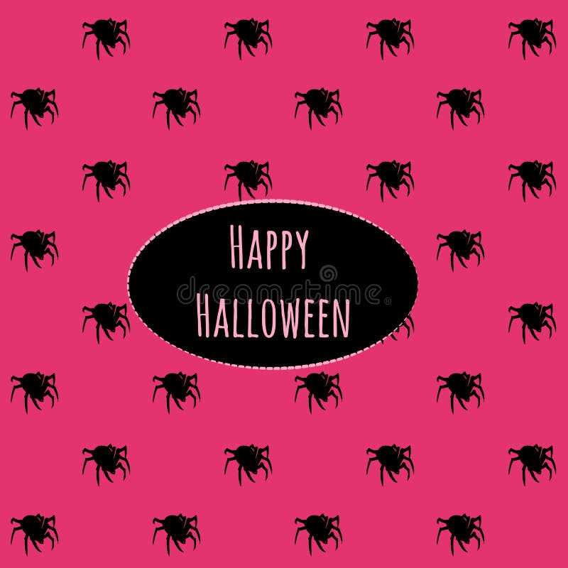 Happy Halloween On A Pink Background With Spiders Stock Vector