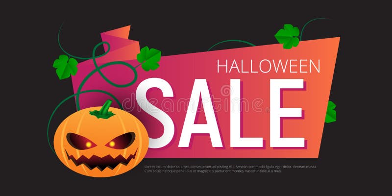 Halloween Sale Web Banner with Treats Stock Vector Illustration of