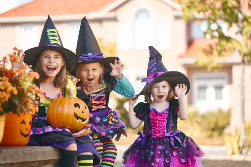 Children on Halloween stock photo. Image of expression - 124715134