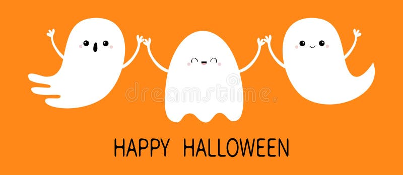 Three Ghost is Holding Boo Letters on Green Background Stock ...