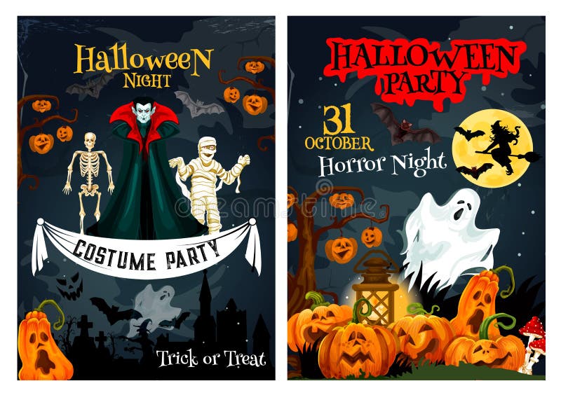 Halloween Party Skull Illustration for Invitation Card Poster Stock ...