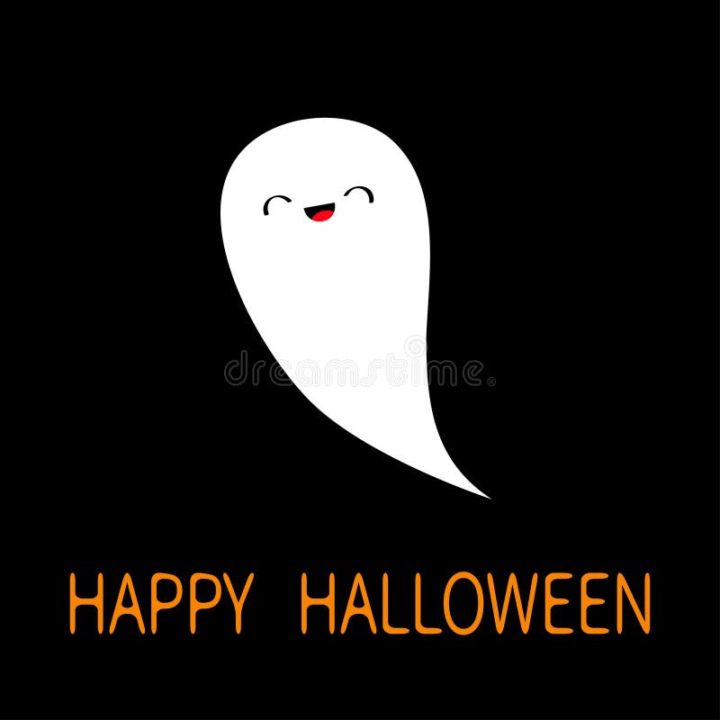 Happy Halloween Weisser Geist Boo Cute Cartoon Beangstigende Unheimliche Figur Lachelndes Gesicht Hande Schwarzer Hintergrund Vektor Abbildung Illustration Von Schwimmen Boohoo 160205720