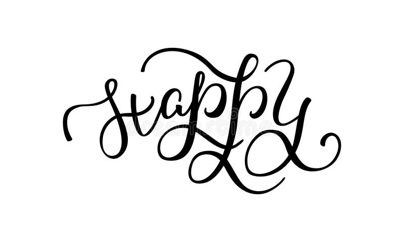 Happy Hand Lettering. Template for Card, Poster, Print Stock ...