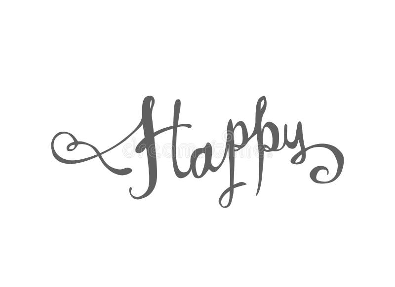 Happy. Hand Written Doodle Word Stock Vector - Illustration of vector ...