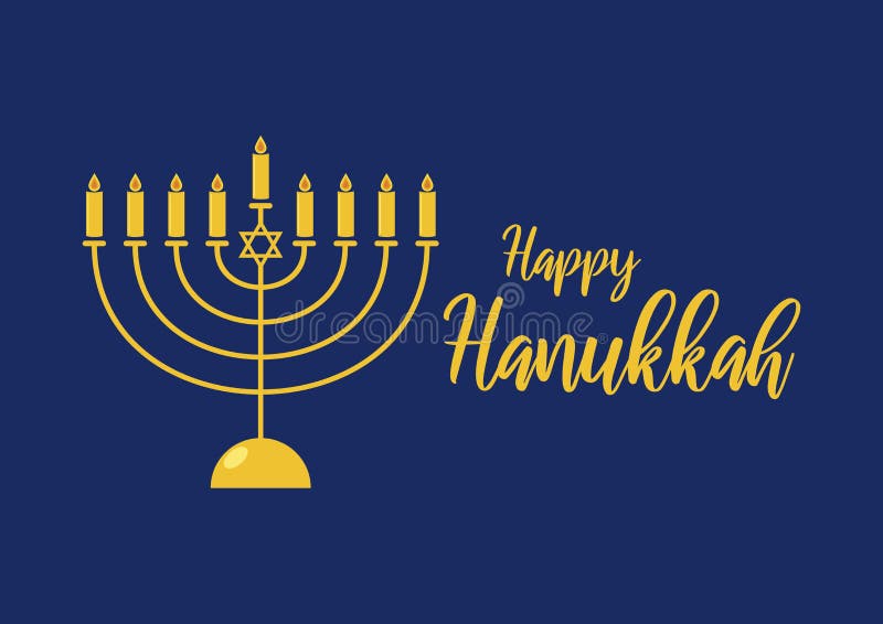 Happy Hanukkah golden menorah vektor vektor illustrationer
