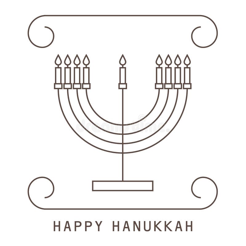 Happy Hanukkah. Greeting Card with a Candlestick and Candles Stock Vector Illustration of