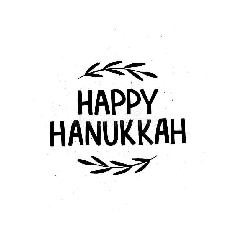 Happy Hanukkah Hand Drawn Lettering Celebration Typography Wiht Menorah ...