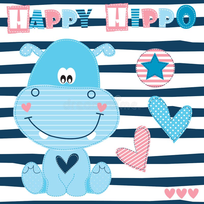 Happy hippo vector illustration