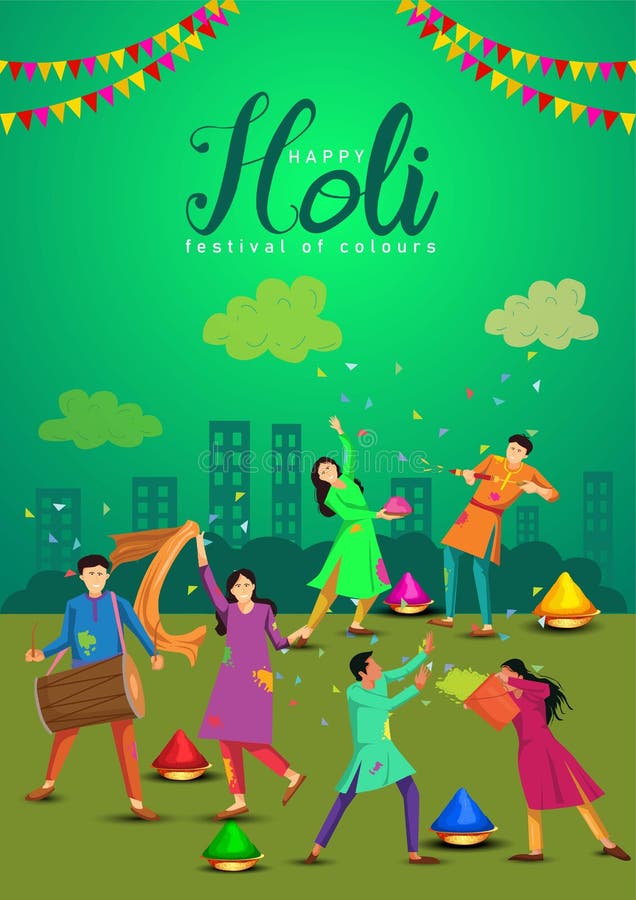 Happy Holi Festival. Indian People Dance with Holi Celebration Background Stock Vector - Illustration of indian, hindu: 213175093 Happy Holi Festival. Indian People Dance with Holi Celebration Background Stock Vector - Illustration of indian, hindu: 213175093