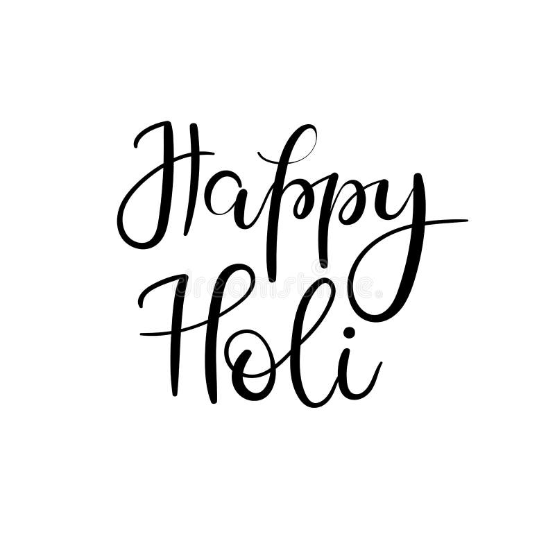 Happy Holi Hand Lettering Text for Greeting Card. Colorful Splash ...