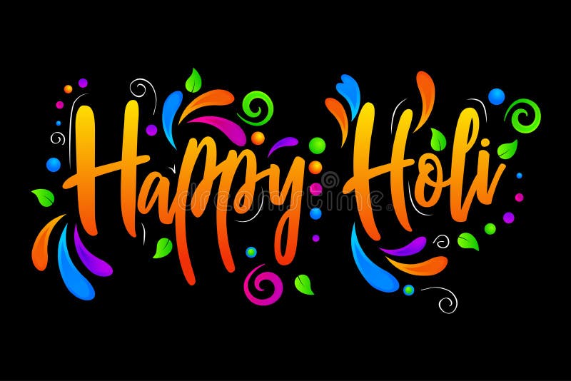 Happy Holi Isolated Illustration on Black Background Stock Illustration -  Illustration of asian, bright: 139543866