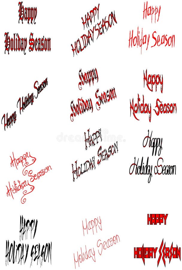 Happy Holiday Season Words stock vector. Illustration of scrolls 33184492