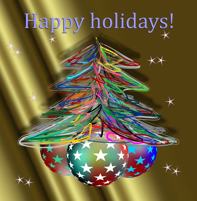 Happy holidays and hand made Christmas tree stock image Happy holidays and hand made Christmas tree stock image