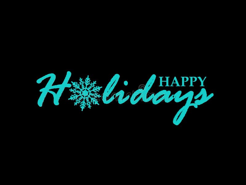 Happy Holidays Text on Black Background Snowflakes Stock Illustration