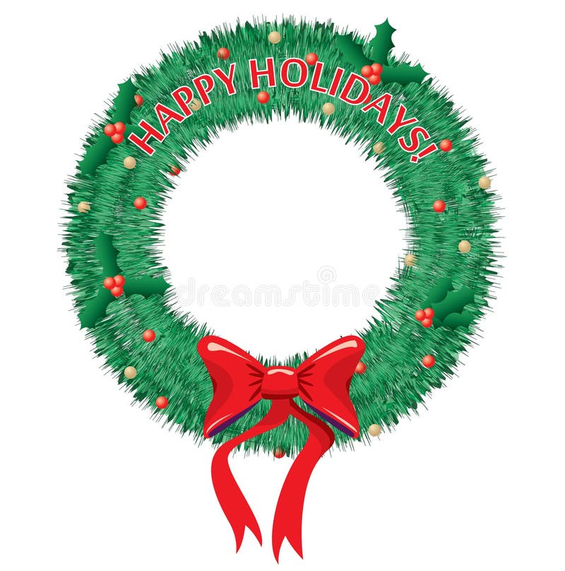 Happy Holidays Wreath royalty free illustration