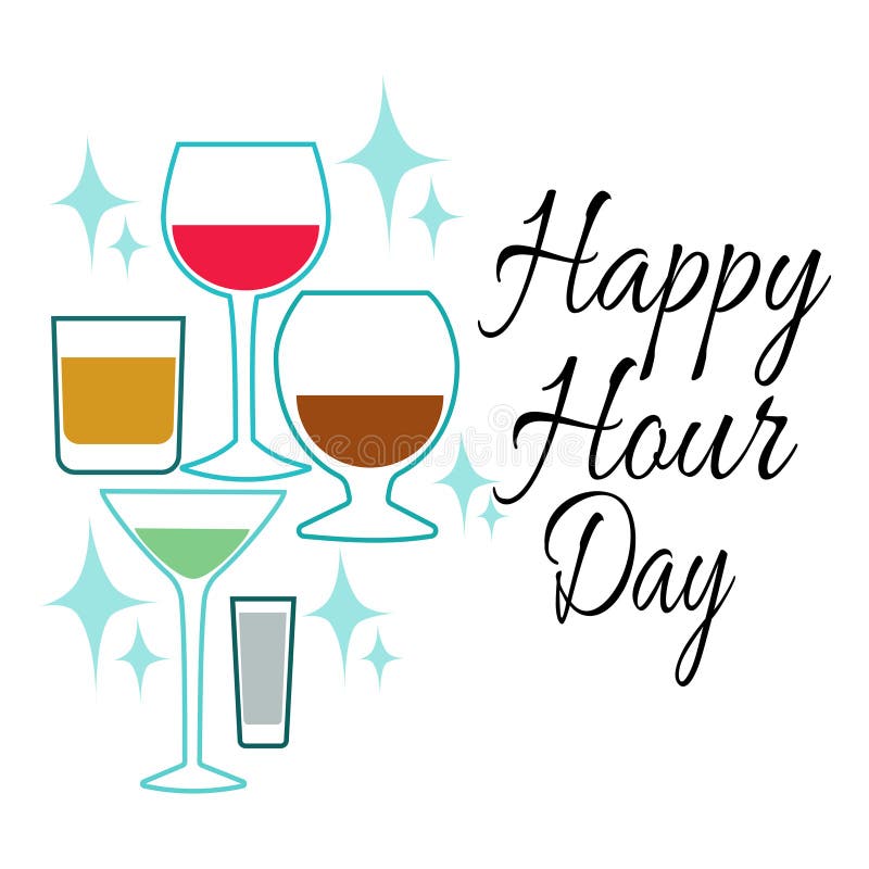 Happy Hour Day, Idea for Poster, Banner, Flyer, Postcard or Menu