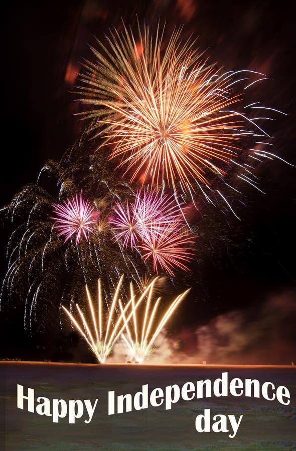 Happy Independence day with fireworks royalty free stock photos Happy Independence day with fireworks royalty free stock photos