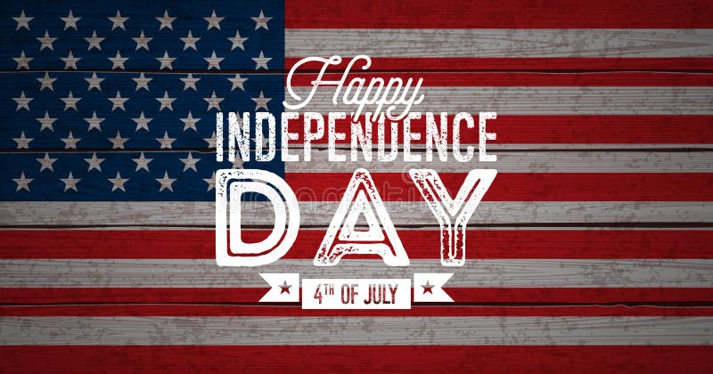 Happy Independence Day of the USA Vector Illustration. Fourth of July Design with Flag on Vintage Wood Background for