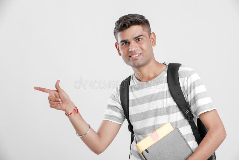 Happy Indian College Boy stock photo. Image of books - 155583498