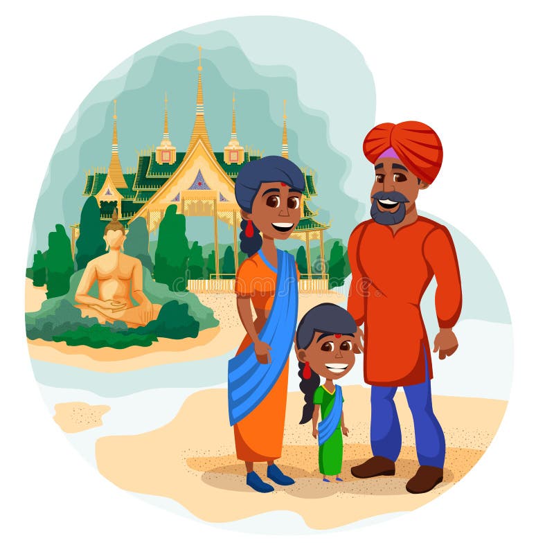 Happy Indian Family Against Background with Temple Stock Vector - Illustration of husband, cute: 177123148 Happy Indian Family Against Background with Temple Stock Vector - Illustration of husband, cute: 177123148