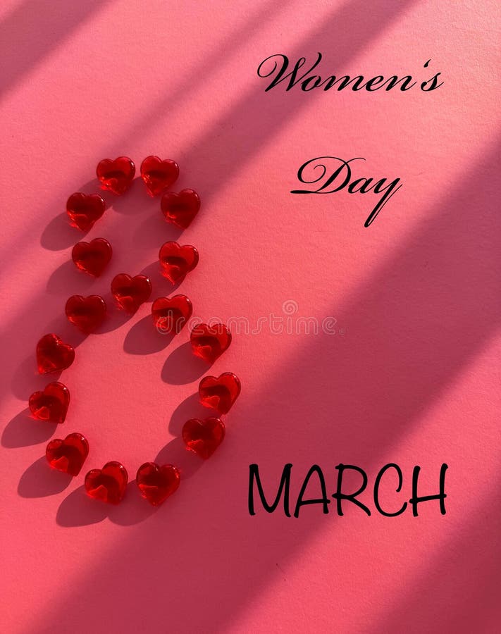Happy International Women Day feiert am 8. März Gratulatory CARD. stockbild