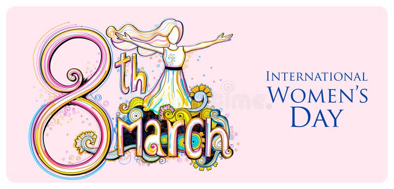 Happy International Women's Day 8. März Grüße Hintergrund stockbilder