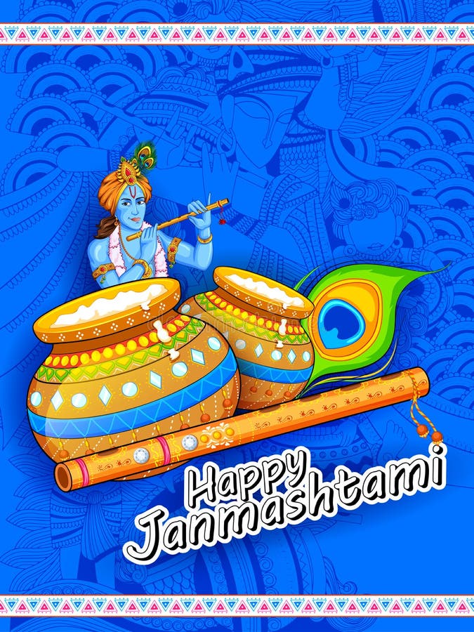 Happy Janmashtami Festival of India Stock Vector - Illustration of  background, decoration: 97422567
