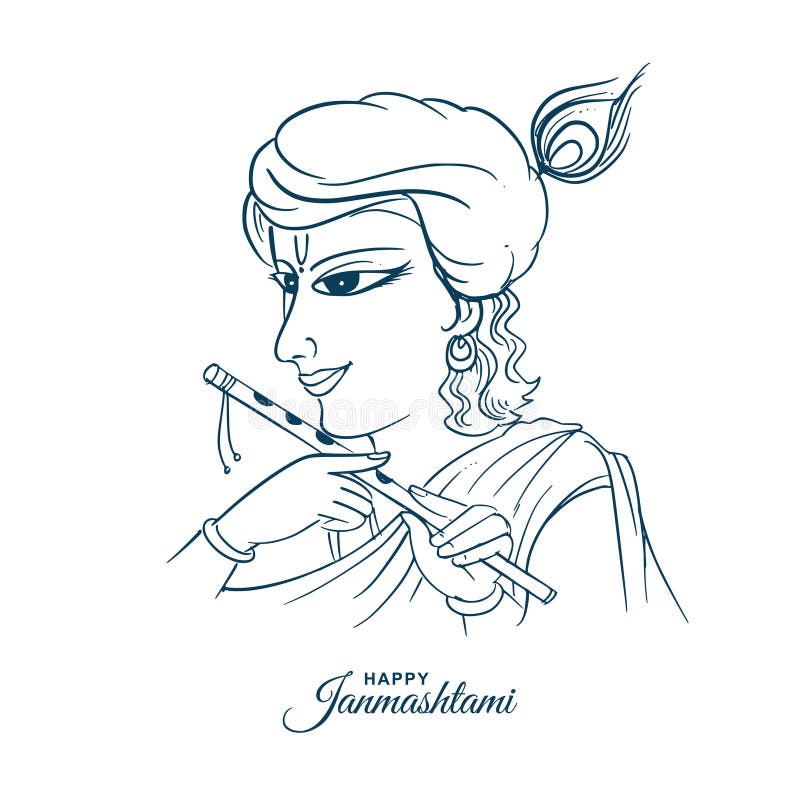 Happy janmashtami greetings with lord krishna sketch card design 27001425  Vector Art at Vecteezy