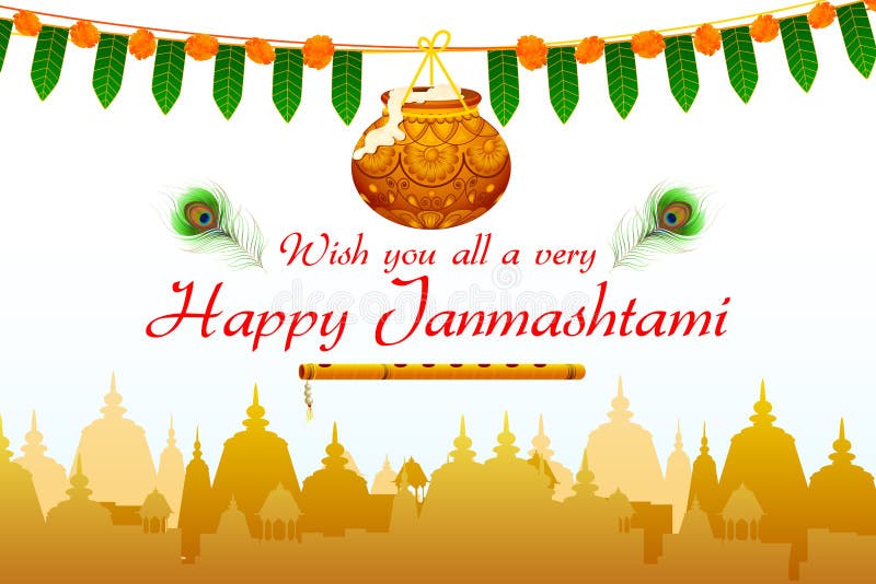 Happy Janmashtami Wallpaper Background Stock Vector - Illustration of  graphic, handi: 58708883
