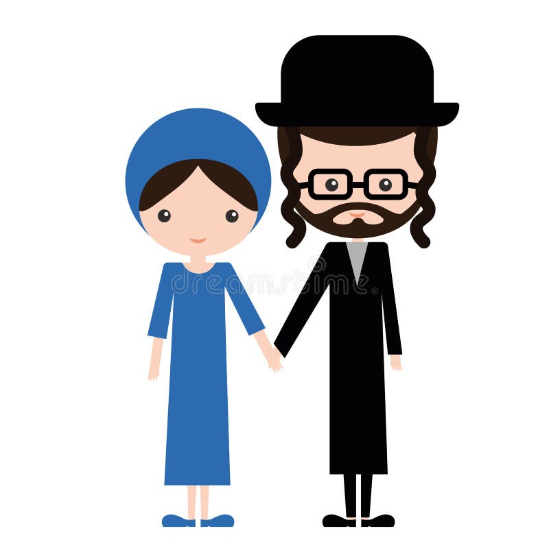 Happy jewish couple in traditional clothes vector illustration Happy jewish couple in traditional clothes vector illustration