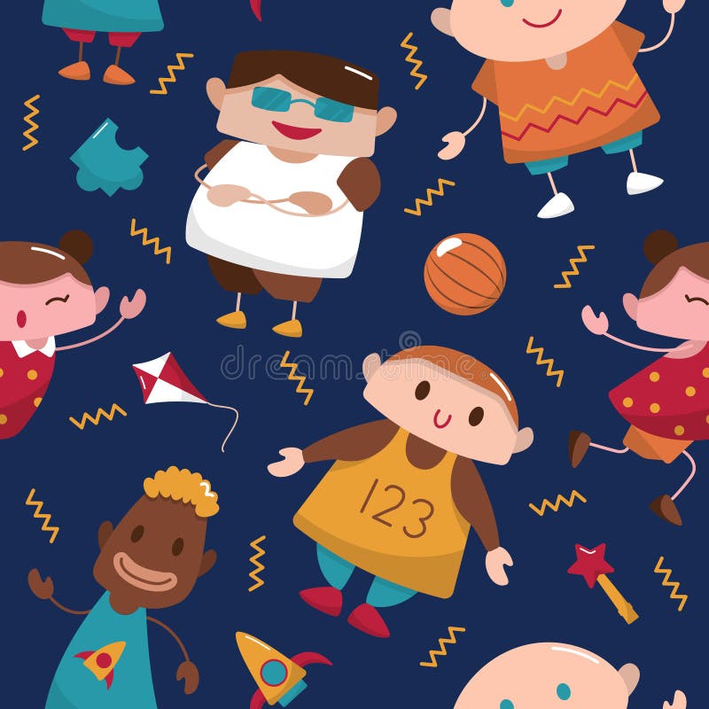 Happy Joy Kids Children Day Seamless Pattern Background Stock Vector Illustration of