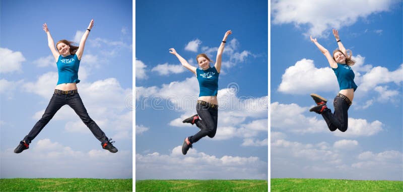 The happy jumping girl