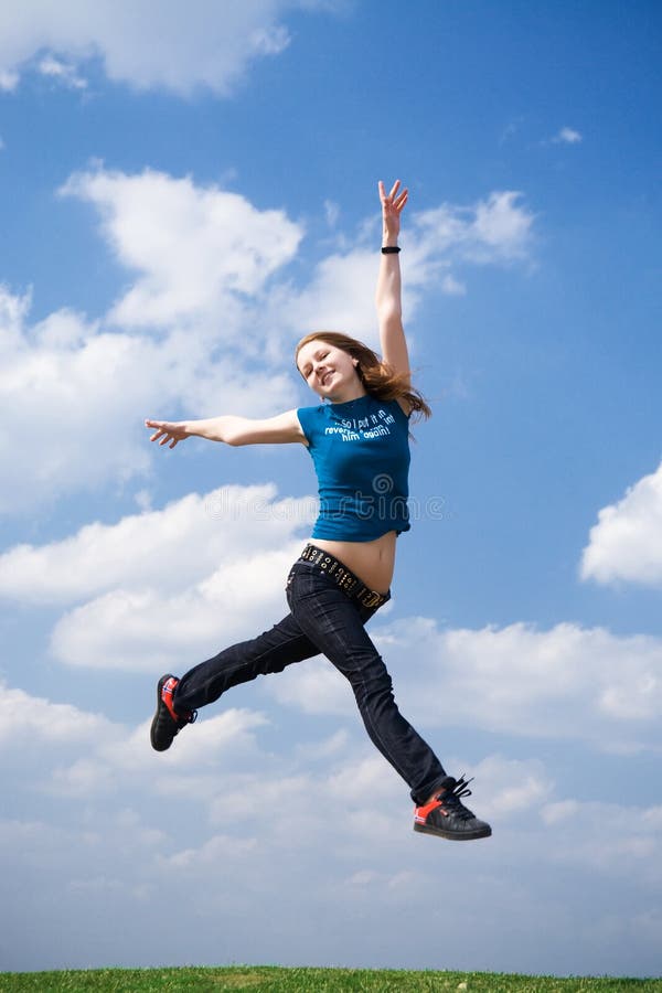 The happy jumping girl