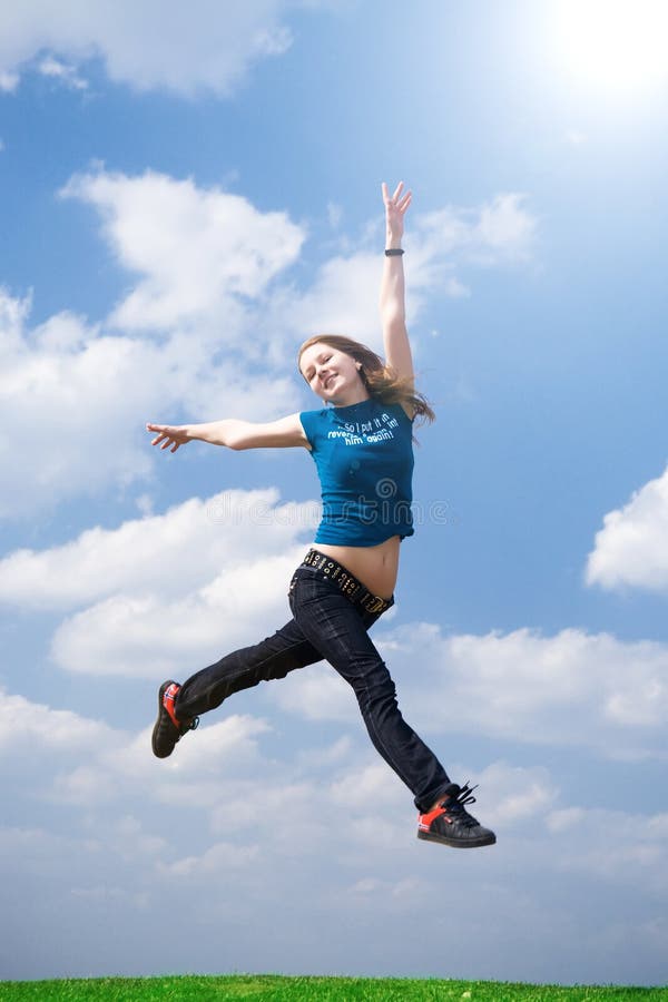 The happy jumping girl