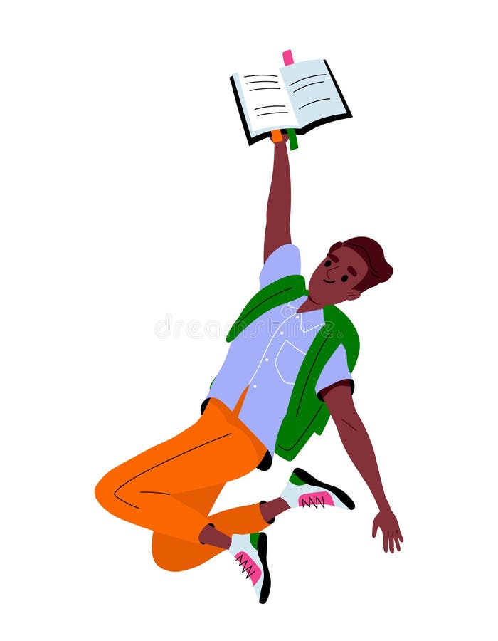 Happy jumping student vector concept royalty free illustration