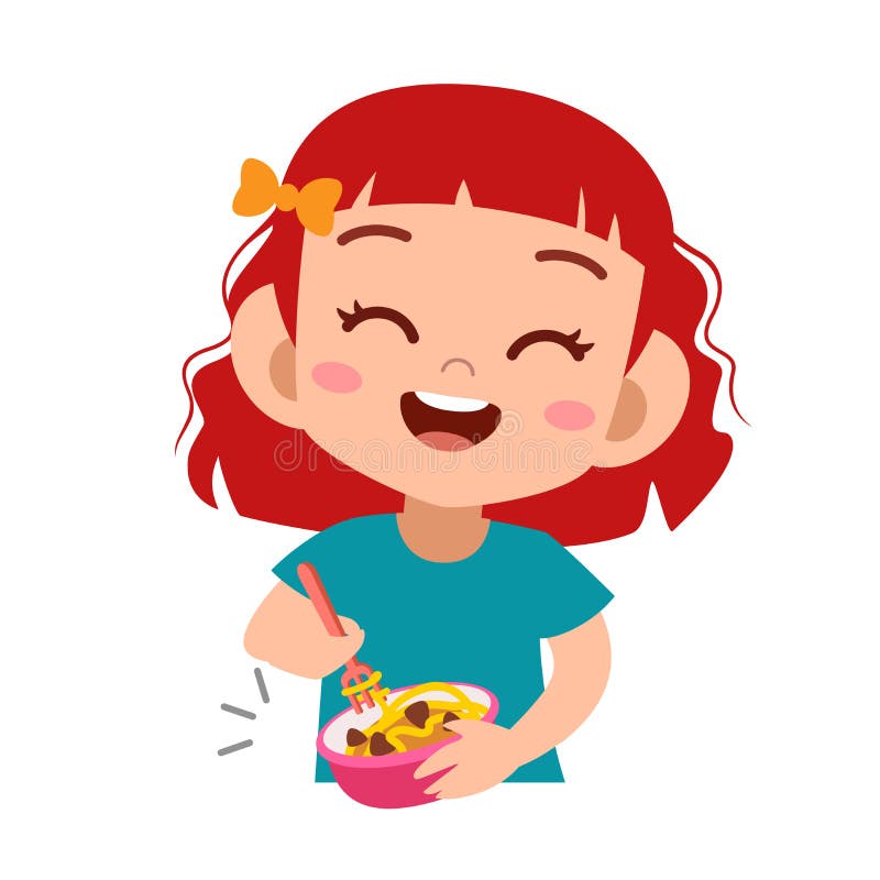 Happy Kid Eat Vector Illustration Stock Illustration - Illustration of  health, child: 157366309