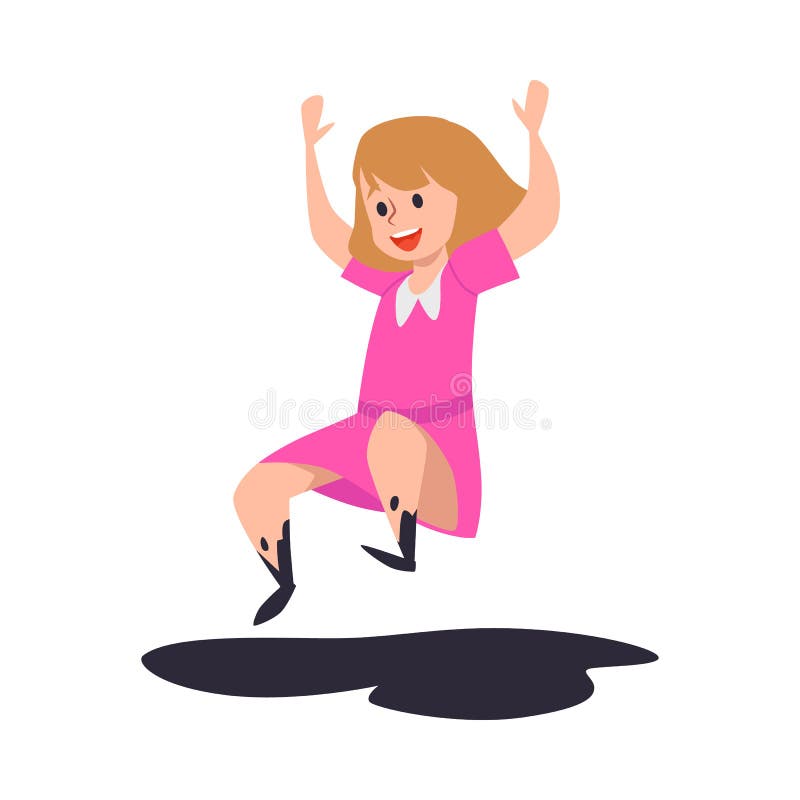 Funny children jump in puddle a flat cartoon Vector Image