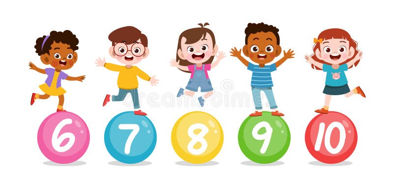 happy kid jump number vector illustration