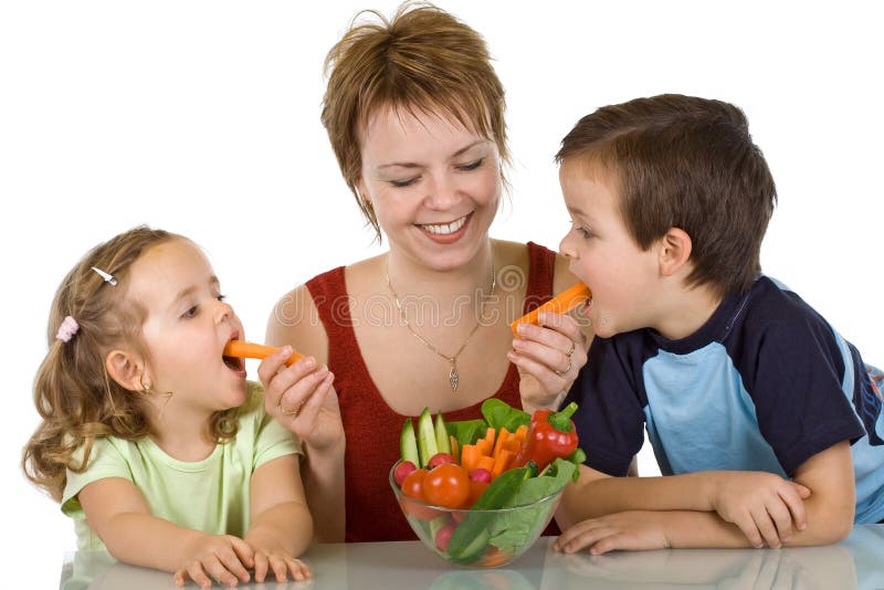 Happy Kids Eating Vegetables Stock Photo Image of diet, hungry 8333988