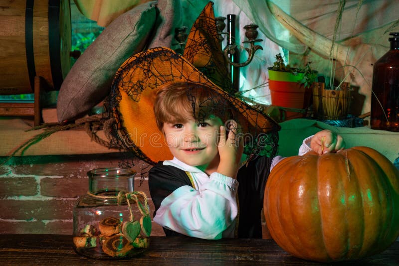Happy Kids on Halloween. Kid Smiling on a Halloween Party Stock Photo ...