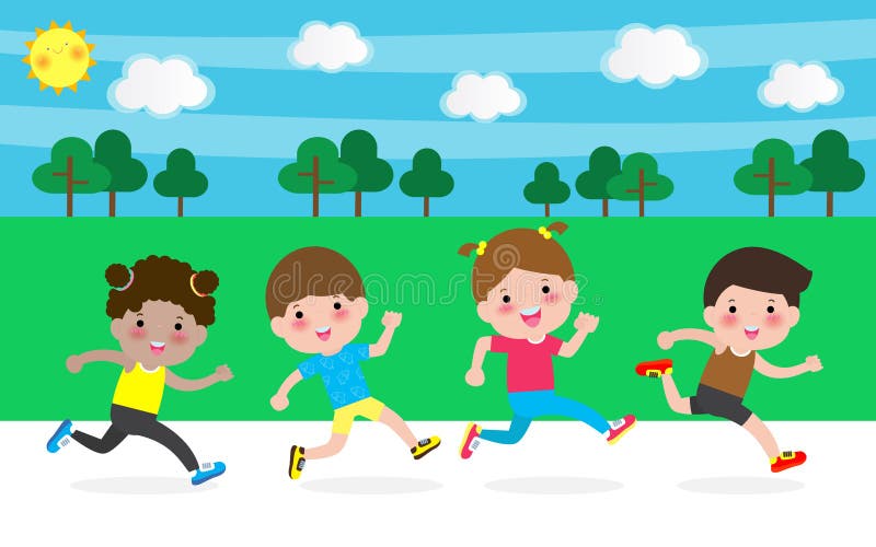 Happy Kids Jogging for Healthy. Cartoon Character Children Running Vector  Illustration Isolated on Background Stock Vector - Illustration of  collection, female: 169899802